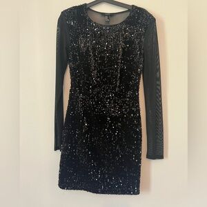 Black Sequined Mini Dress